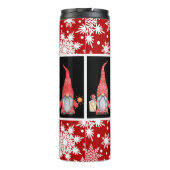 Vintage Rote Schneeflocke Caroling Gnomes Thermosbecher (Rückseite)