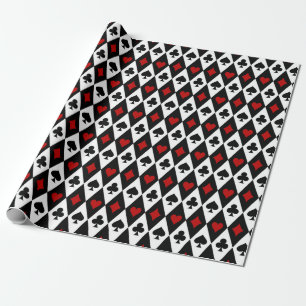 Vintage rote schwarze Spielkartensymbole Geschenkpapier