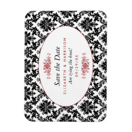 Vintage rote, schwarze und weiße Damaskus Save the Magnet