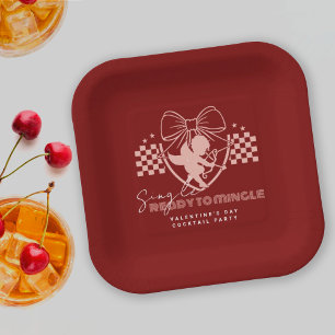 Vintage rote Singles Cupid Valentinstag Party  Pappteller