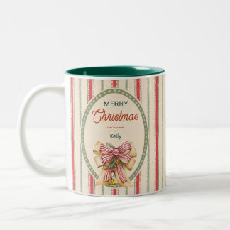 Vintage rote Streifen großartig millennial Weihnac Zweifarbige Tasse