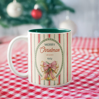 Vintage rote Streifen großartig millennial Weihnac Zweifarbige Tasse