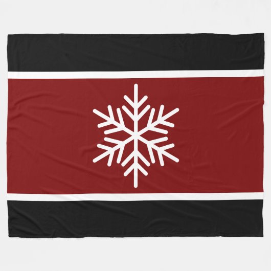 Vintage Rote Streifen Weiße Schneeflocke Fleecedecke (Vorderseite (Horizontal))
