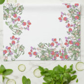 Vintage rote süße Erbsen-Blumen-Küchen-Tücher Geschirrtuch (Gefaltet)