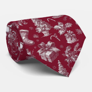 Vintage rote Toile-Weihnachten mit Strümpfen Krawatte