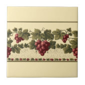 Vintage Rote Trauben auf Trauben-Traubenmuster Fliese (Vorderseite)