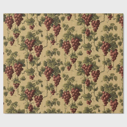 Vintage rote Trauben im Weinbaumuster Geschenkpapier (Flach)