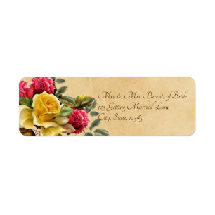 Vintage rote und gelbe Rosen mit Blumen