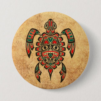 Vintage rote und grüne Haida-Geist-Seeschildkröte Button
