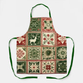 Vintage Rote und Grüne Quadrate Weihnachten Schürze (Vorderseite)