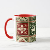 Vintage Rote und Grüne Quadrate Weihnachten Tasse (Links)