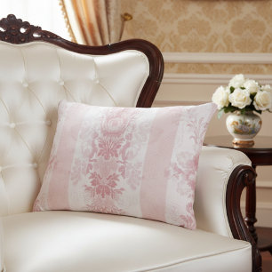 Vintage, rote und weiße Damaskus Streifen auf Sati Dekokissen