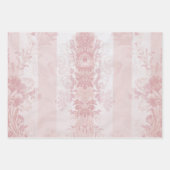 Vintage, rote und weiße Damaskus Streifen auf Sati Geschenkpapier Set (Vorderseite 3)