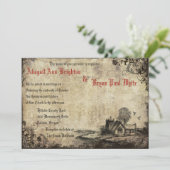 Vintage Rote Vintage Einladung zur Hochzeit (Stehend Vorderseite)