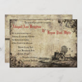 Vintage Rote Vintage Einladung zur Hochzeit (Vorne/Hinten)