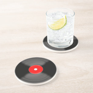 Vintage rote Vinyl-Schallplatte Rockabilly-Getränk Sandstein Untersetzer