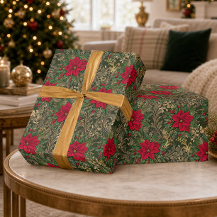 Vintage rote Weihnachtsstern-Weihnachtspapier Geschenkpapier