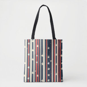 Vintage rote, weiße und blaue Streifen mit Sternen Tasche