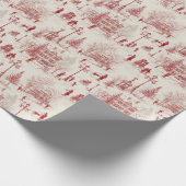 Vintage rote Winterlandschaft Geschenkpapier (Ecke)