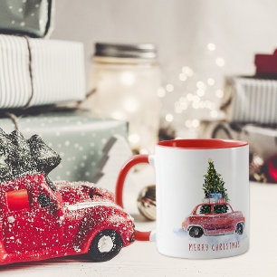 Vintage roter Auto Weihnachtsbecher Tasse