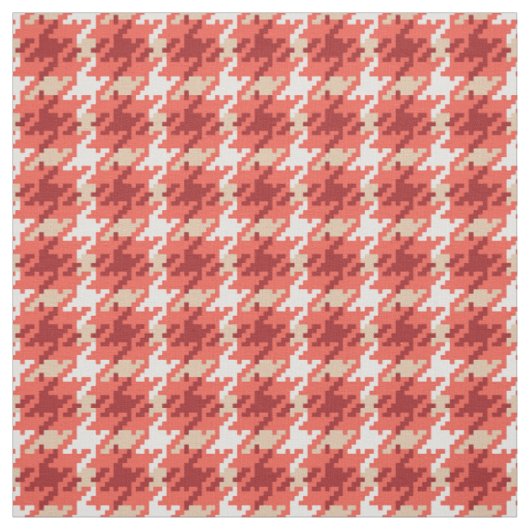 Vintage roter beiger Houndstooth-Karomuster Stoff (Muster)