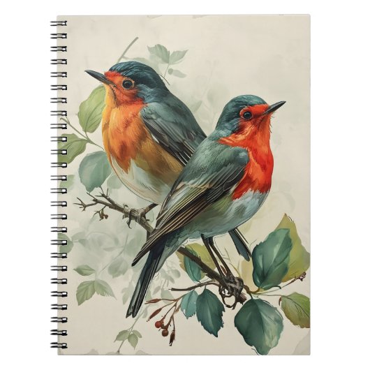Vintage roter Breasted Robin Postcard Notizblock (Vorderseite)