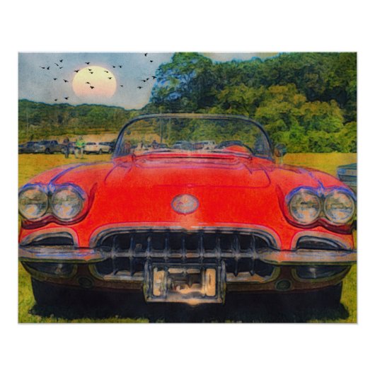 Vintage roter Corvette Poster (Vorderseite)