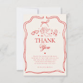 Vintage roter Cupid Cherub Hochzeitsdusche Danke (Vorderseite)