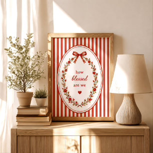 Vintage roter floraler Bogen Coquette-Zitat-Druck  Poster