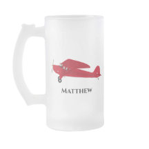Vintage roter Flugzeug-Frostglas-Mug