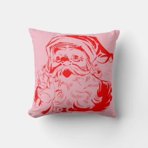Vintage roter Frohe Weihnachten Weihnachtsmann Kissen