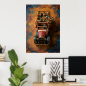 Vintage roter Gemüsemarkt-LKW-Markt-Ölgemälde-Post Poster (Heimbüro)
