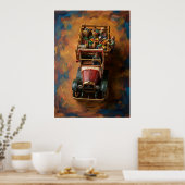 Vintage roter Gemüsemarkt-LKW-Markt-Ölgemälde-Post Poster (Küche)
