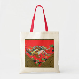 Vintage roter japanischer Phönix-Vogel Kunst G.A. Tragetasche