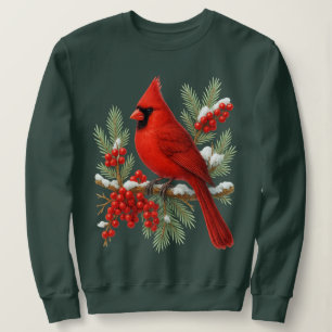 Vintage Roter Kardinalvogel   Klassischer Wintervo Sweatshirt