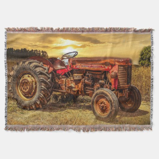 Vintage roter Landtraktor Decke (Vorderseite)