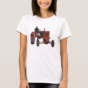 Vintage roter Landtraktor Retro-Landwirt T-Shirt