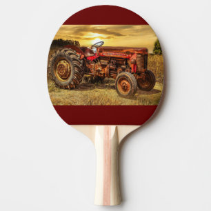 Vintage roter Landtraktor Tischtennis Schläger