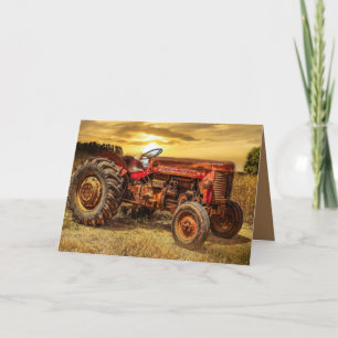 Vintage roter landwirtschaftlicher Traktor Karte