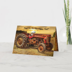 Vintage roter Landwirtschftstraktor Dankeskarte