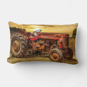 Vintage roter Landwirtstraktor Lendenkissen