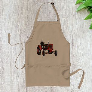 Vintage roter Landwirtstraktor Retro-Landwirt Schürze