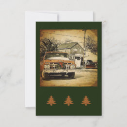 Vintage-Roter-Lieferwagen Weihnachts-Grußkarte Karte