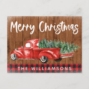 Vintage roter LKW Büffelkariert Name Weihnachten
