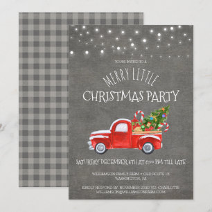 Vintage roter LKW & Büffelkariert Weihnachtsfeier Einladung