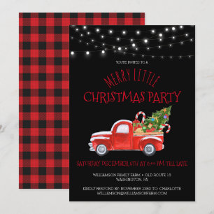 Vintage roter LKW & Büffelkariert Weihnachtsfeier Einladung
