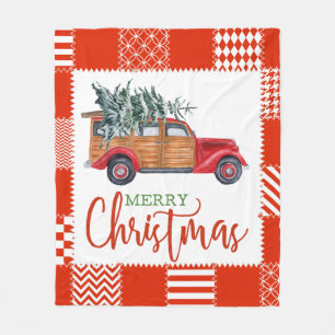 Vintage roter LKW Frohe Weihnachten Decke