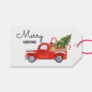 Vintage roter LKW Frohe Weihnachten Geschenkanhänger
