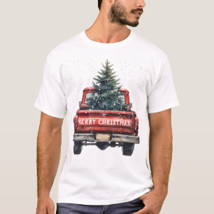 Vintage roter LKW Frohe Weihnachten T-Shirt