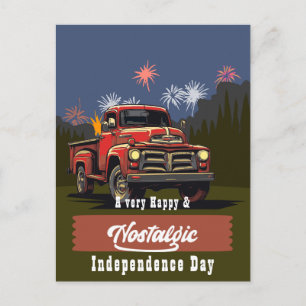 Vintage roter LKW Gruß zum 4. Juli Postkarte